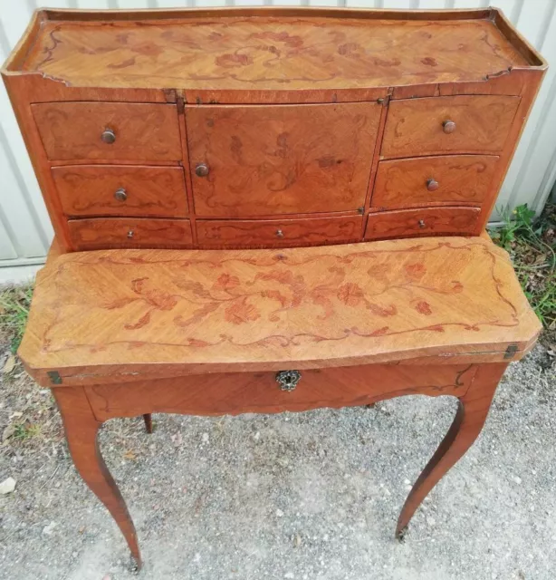 meuble bonheur du jour ancien marquèterie bronze furniture happiness of the day