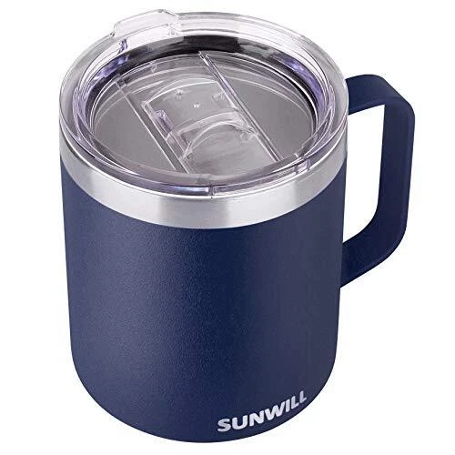 SUNWILL 14 oz Coffee Mug, Vacuum Insulated Camping Mug with Lid, Double Wall ...