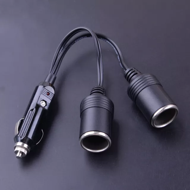 12V Dual Way Twin Cigarette Lighter Socket Extension Lead Adaptor Splitter vt