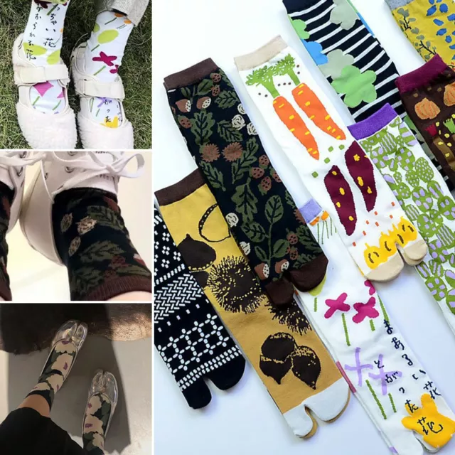 Women Japanese Style Flower Tabi Socks Kimono Clog Geta Flip Flop Split Toe Sock