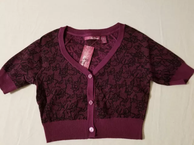 NWT Epic Threads Girls Cropped Cardigan Sweater Black Purple Size XL S/S Kids