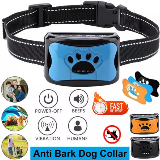 Anti Bark Collar Stop Dog Barking Sound Vibration S/M/L Adjustable Rechargeable