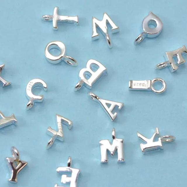 Petite lettre alphabet minuscule argent sterling véritable solide 925 initiales breloques 2