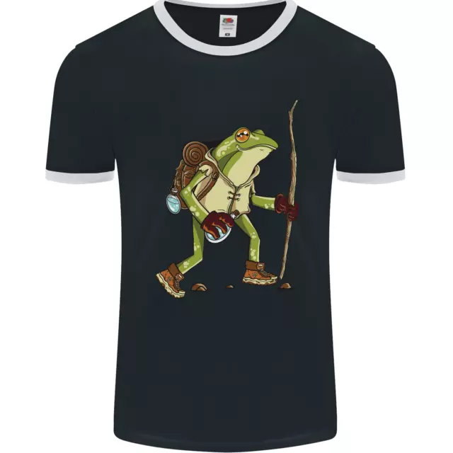 Trekking Hiking Rambling Frog Toad Funny Mens Ringer T-Shirt FotL