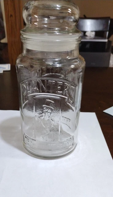 Mr Peanut Planters Clear Glass Jar 75th Anniversary Vintage 1981 Advertising