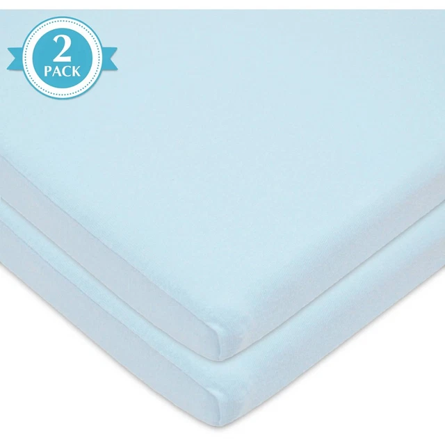 Sábana moisés ajustada de algodón de American Baby Co., estrellas azules 2 piezas