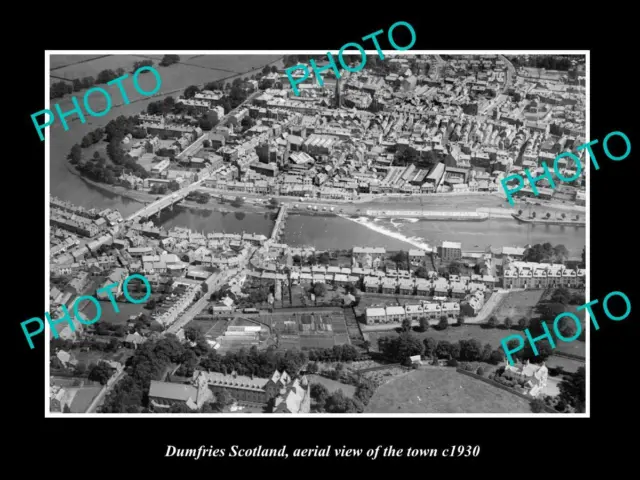 OLD 8x6 HISTORIC PHOTO OF DUMFRIES SCOTLAND AERIAL VIEW OF THE TOWN c1930 3