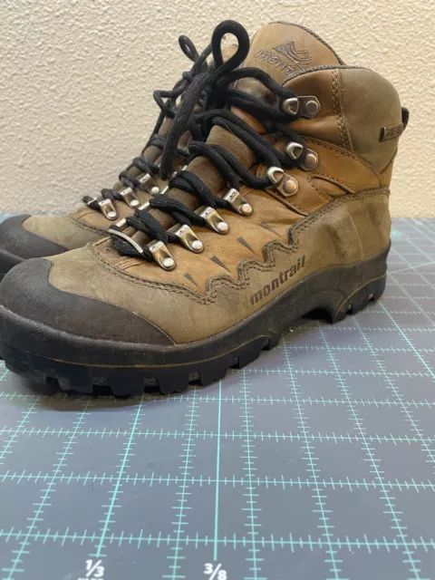Montrail Boots Womens 8 Gore Tex Hiking Trail Brown Leather Lace Up Vibram