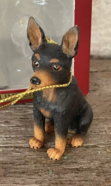 Doberman Pinscher Miniature Dog Ornament - Black & Tan Kitschy Fun Ornament