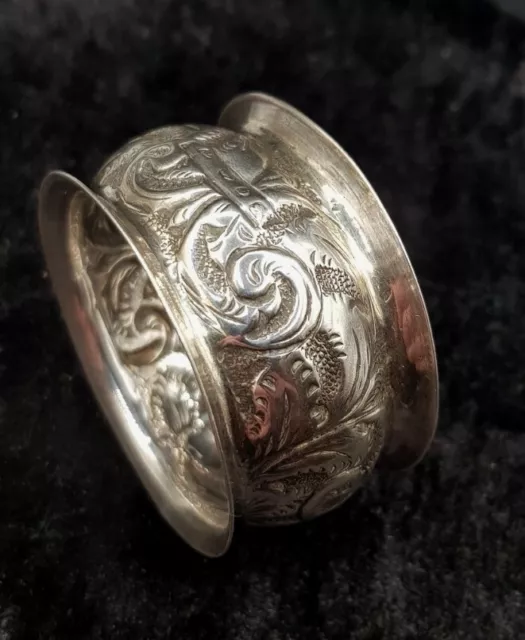 1895 William Devenport Victorian Antique English Sterling 925 Silver Napkin Ring
