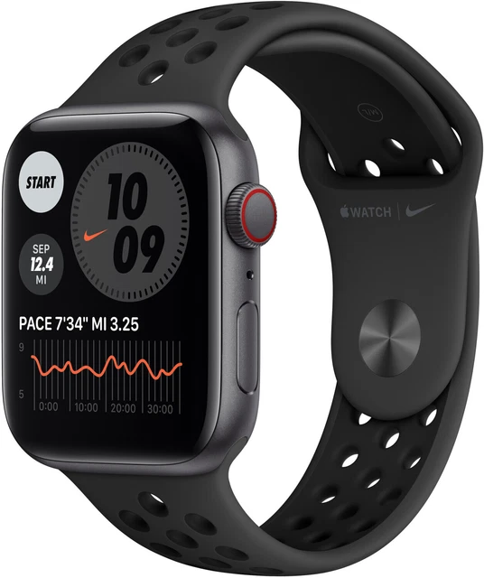 Apple Watch SE Nike LTE Space Grau 44mm Sportarmband Schwarz MKT73 NEU