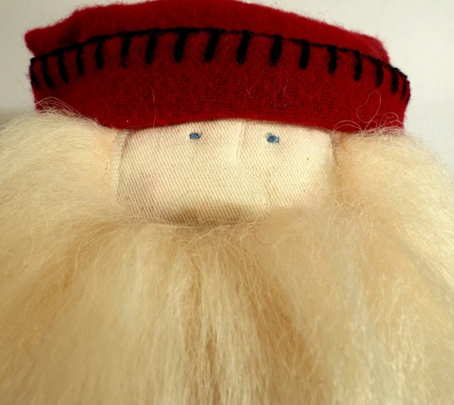 Vtg Woof & Poof Stuffed 29" Christmas Santa with 3 Bells & Embroidered Stitching