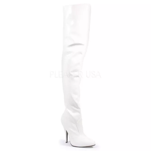 Pleaser SEDUCE-3010 Bottes Cuissardes Wei Fl Vernis Danse sur Table Gogo Sexy O