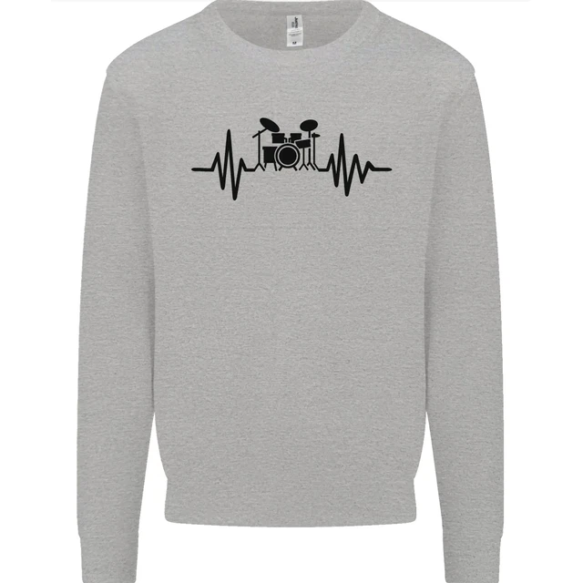 Felpa Maglione Tamburo Batteria Pulse ECG Batteria Tamburo Uomo