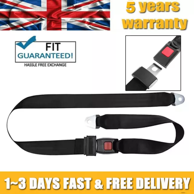 Adjustable Black Retractable Car Seat Belt Lap Belt 2 Point Universal