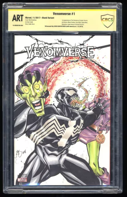 Venomverse #1 Signed/Sketch SS CBCS ART Greg Kirkpatrick Blank Variant