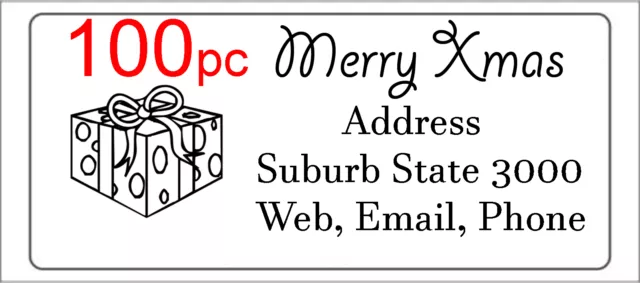 100 Personalised return address label custom sticker 56x25mm santa christmas 2