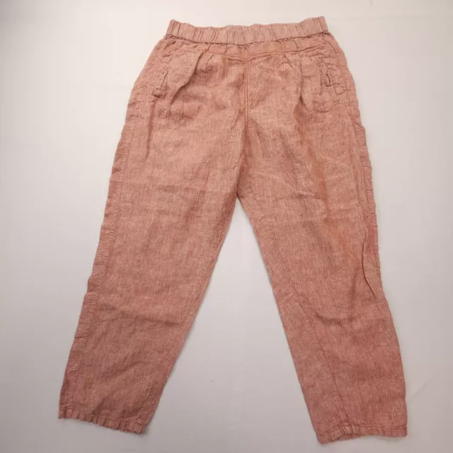 Hei Hei Anthropologie 100% Linen Pull On Pants Womens Medium Orange Crop High