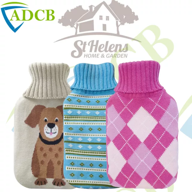 St Helens Home & Garden 2 Litre Hot Water Bottle and Cover - 3 Different Designs