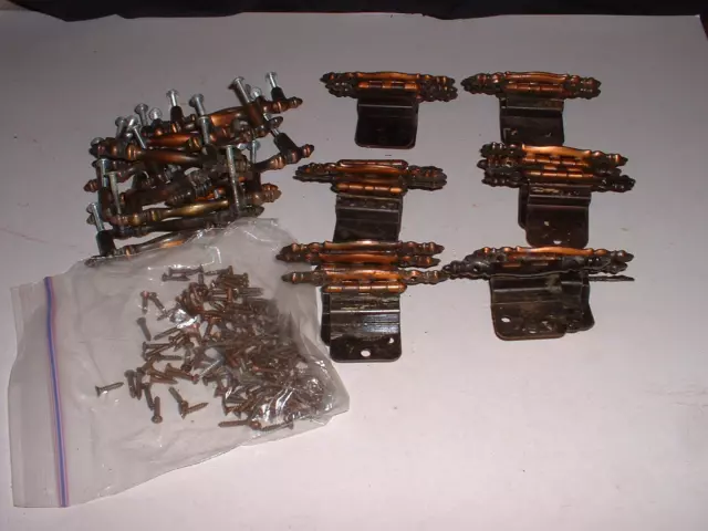 14 Sets VINTAGE Amerock Cabinet Hinges Magnets & Pulls Antique Copper Finish