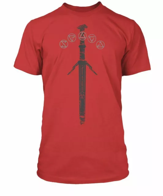 The Witcher 3 Argent Épée Luxe Tee Adulte Partie de Jeu Gamers Chemise Small