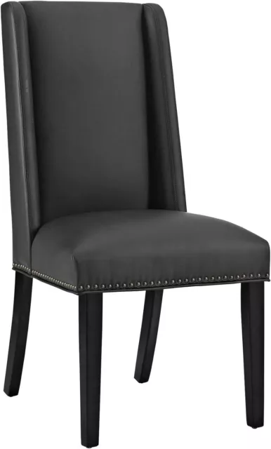 Modway MO- Baron Modern Tall Back Wood Faux Leather Dining Chair, Black