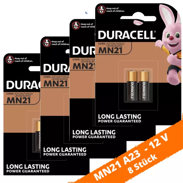 8 x Duracell MN21 V23GA LR23A A23 8LR932 12V Batterie Rundzelle Alkaline