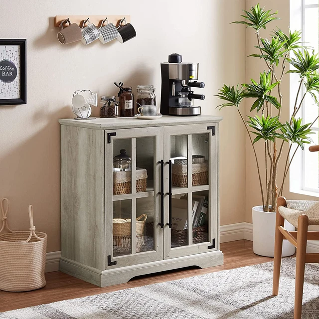 Sideboard Buffet Cabinet with Storage, 32 Inch Coffee Bar Cabinet with Adjustabl
