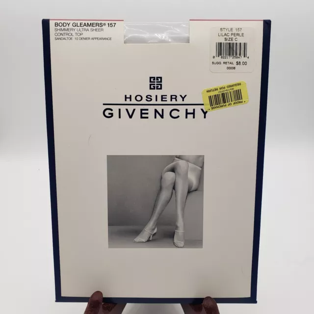 Vtg  Givenchy Body Gleamers  Shimmery Ultra Sheer Pantyhose Sz C Lilac Perle