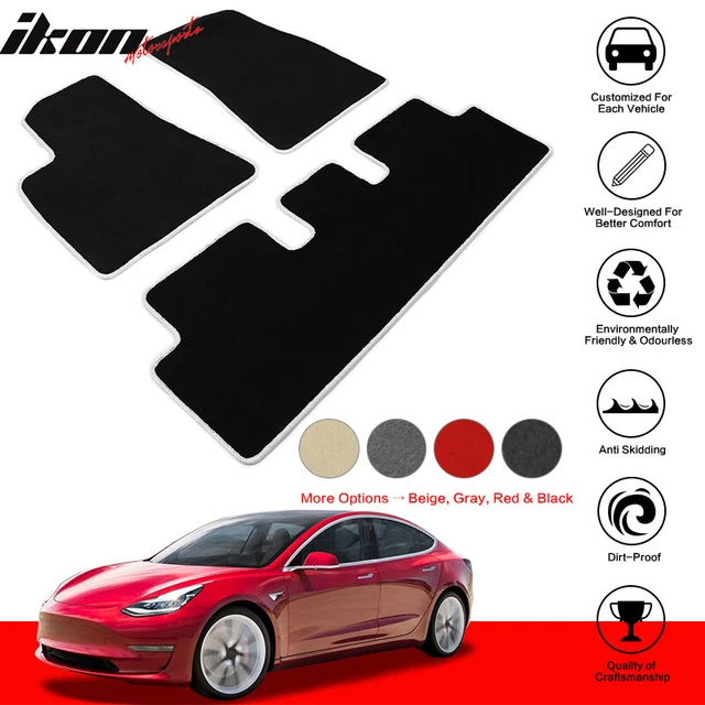 FOR 1723 TESLA Model 3 Floor Mats Carpet Front Rear Nylon Black W