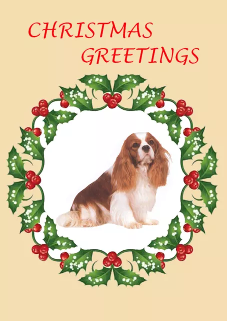 Cavalier King Charles Spaniel Single Dog Print Greeting Christmas Card