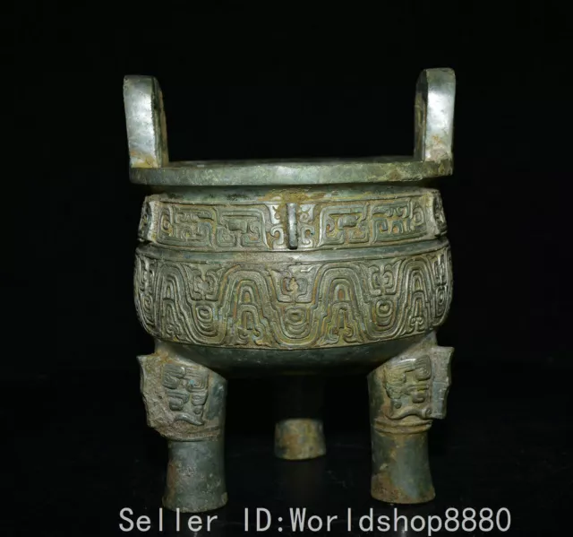 10" Old Chinese Bronze ware dynasty tripodia Incense Burner Censer Ding furnace