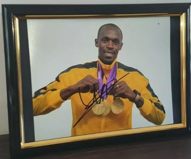 Usain Bolt - Hand Signed Framed Photo - With Coa - Authentic Autograph 8X10