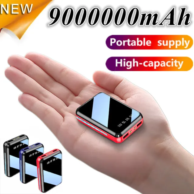 9000000mAh Power Bank Fast Charger Portable Battery Pack 2 USB for Mobile Phone
