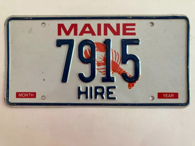 1990s Maine License Plate HIRE Taxi Lease Rental Low Number 4 Digit Lobster