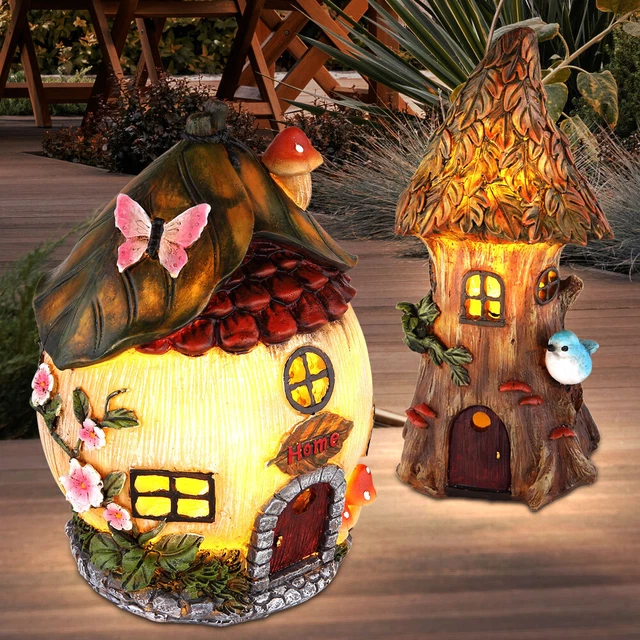 LED GARTEN FIGUR Lampe Deko Veranda Beet SOLAR Strahler Haus Skulptur