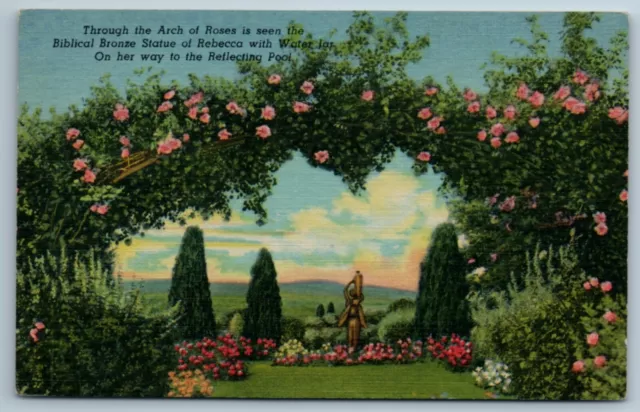 Vintage 1950s Hershey Rose Garden Pennsylvania PA Postcard Rebecca Water Jar