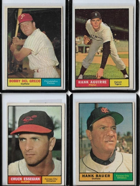 1961 Topps 4 Card Lot *DEL GRECO**AGUIRRE**ESSEGIAN**BAUER* EX-NM