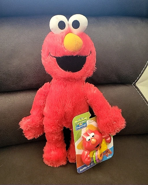 Vintage Fluffy ELMO 50 Years. 15"  And  NEW BABY RATTLE