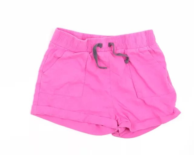 George Girls Pink Cotton Paperbag Shorts Size 7-8 Years Regular