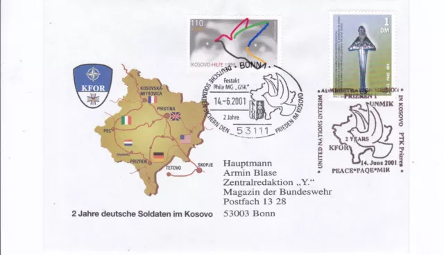 Kosovo Beleg mit Doppelabstemplung Kosovo/Deutschland