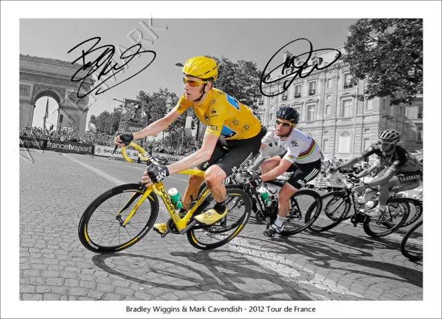 Mark Cavendish Bradley Wiggins Signed Print Poster Photo 2012 Tour De France