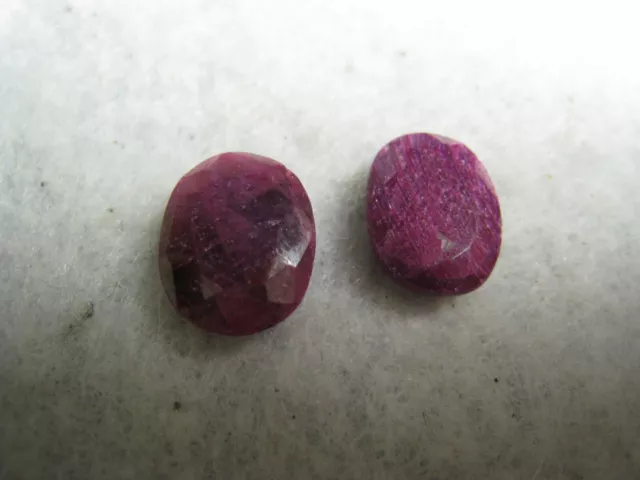 Ruby Oval Facet Gemstone Pair Lot Of 2  India 11 Carats Total