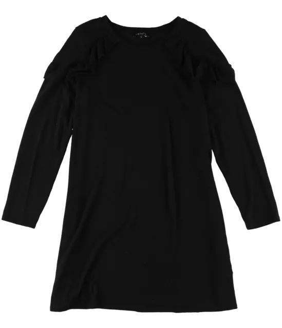 1.STATE Womens Ruffled Tunic Dress, Black, X-Large