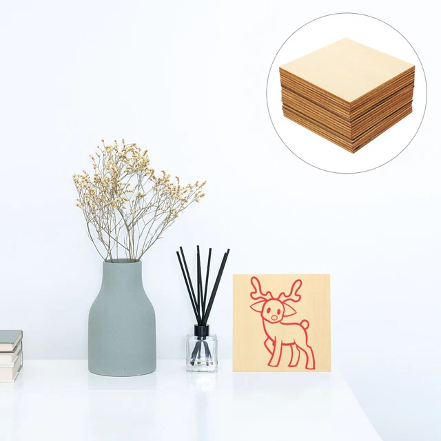 20 un. tablones cuadrados de madera para niños sin terminar tablones en blanco