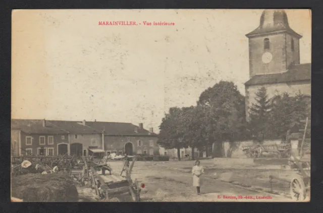 MARAINVILLER (54) VILLAS & CHURCH, animated cart alignment period 1910