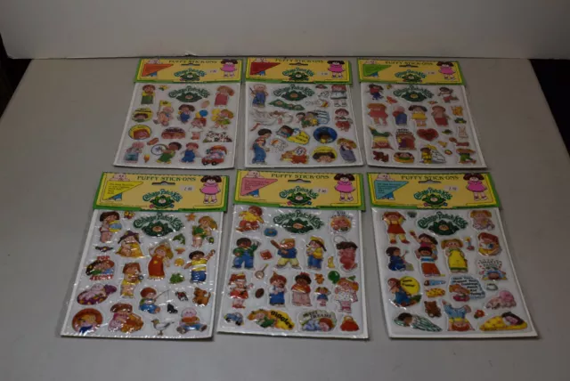 Cabbage Patch Kids Puffy Stick Ons- 1983 - Complete Set Of 6- New-Factory Sealed