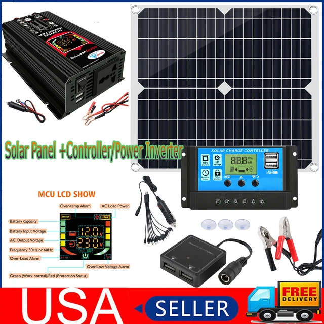 Solar Panel Kit 12V100A Battery Charger w/ Controller & 6000W Power Car Inverter