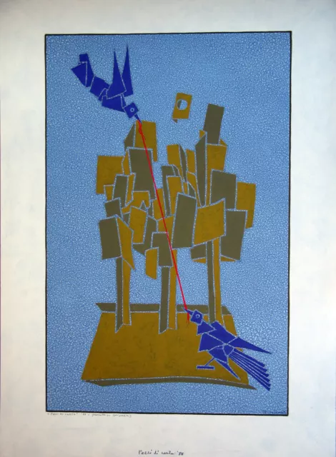 Francesco CASORATI, Tempera su carta, 1988 cm. 56x36 "Pezzi di carta"