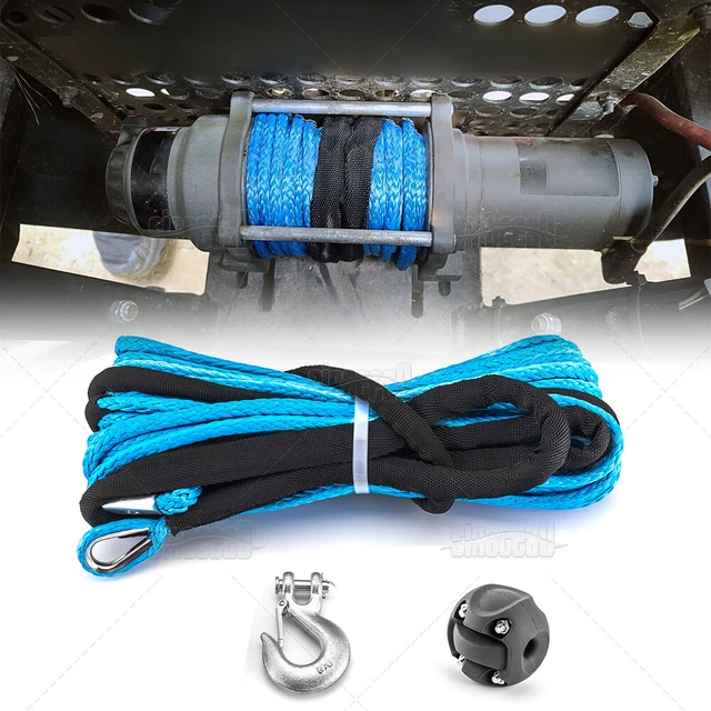 For UTV ATV 10000LBS 1/4" x 50' Synthetic Rope Winch Fairlead Hook Cable Stopper